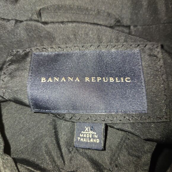 Banana Republic VTG '04 Black Polyester Knee Length Mac Raincoat Men's Sz XL - Picture 10 of 13